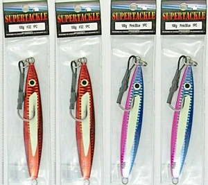 Supertackle 31/2 oz 100gm Red Blue / Brown GLOW Butterfly Type 51/2" Jigging Köder - Bild 1 von 1