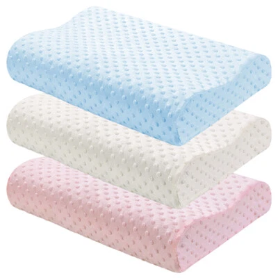 Almohada ortopédica de espuma viscoelástica para dormir contorno soporte para cuello con funda de terciopelo Foto 1 de 4