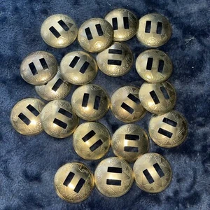 4 Pack 1" Vintage Western Saddle Gold Star Round Slotted Conchos - Picture 1 of 2
