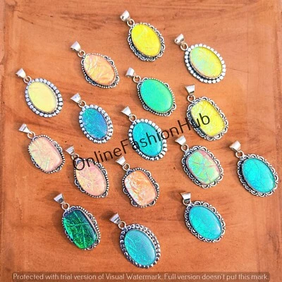 Lotes de pingentes de pedras preciosas triplas australianas folheadas a prata esterlina 925 por atacado - Imagem 1 de 4