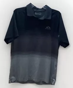 Under Armour Mens XL Black Gray Strip Short Sleeve HeatGear Golf Polo Shirt - Picture 1 of 7