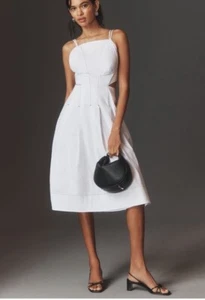 By Anthropologie Strappy Square-Neck Apron Midi Dress. Size 8. MSRP $178 - Picture 1 of 19