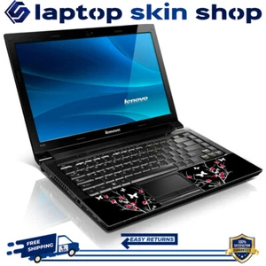 Laptop Skin Sticker Notebook Decal Floral Black Red for Apple Asus Dell 13"-16" - Picture 1 of 4