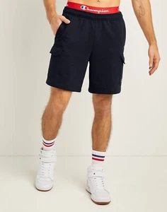 Champion Fleece Cargo Shorts Men's Powerblend Pockets Elastic Waist 8 Inseam S - Picture 1 of 5
