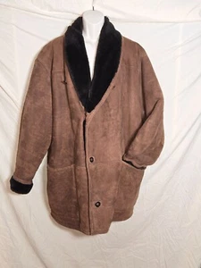 Vintage (ABE) Barcelona Enterprise Shearling Suede Coat XXL - Picture 1 of 12