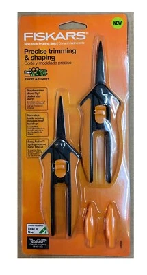 NEW MODEL Fiskars Non-stick Softgrip® Micro-Tip Pruning Snip (2 Pack) BAY HYDRO - Image 1 of 4