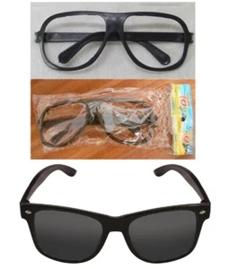 Adult Black Frame Glasses Without No Lenses Book week Novelty Fun Fancy Dress UK - Picture 1 of 3