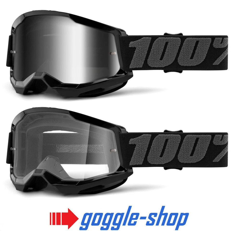 Bicicleta de Montaña Gafas 100% STRATA 2 Motocross MX 100 PERCENT Espejo/Claro - Imagen 1 de 1