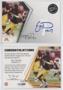 2010 Press Pass Signings Silver /199 Eric Decker #PPS-ED Rookie Auto RC