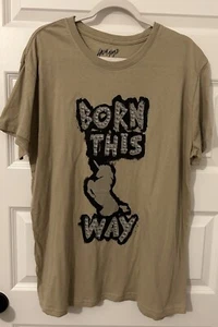 New Women's Lady Gaga Born This Way Short Sleeve Graphic T-Shirt Beige XXL 2X - Picture 1 of 2