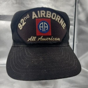 Sombrero VinTaGe Negro para Camioneros 82o Aerotransportado Todo Americano Snap Back EE. UU. Ver fotos - Imagen 1 de 3