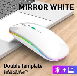 RGB LED Wireless Mouse Recharge Optical Silent Mice USB For PC Laptop Computer - Picture 1 of 1