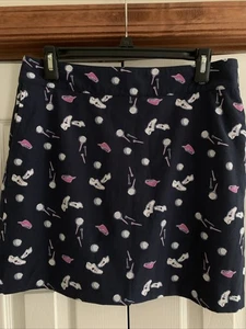 Izod Golf Skort Size 4 Golf Tee, Shoes & Visor Pattern on Blue Skort, Side Slits - Picture 1 of 7
