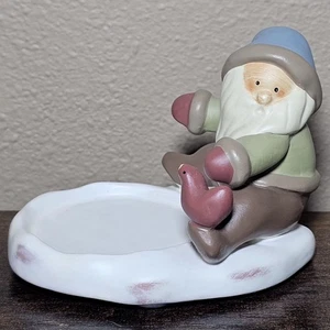 Christmas Bonnie Lynn Peace in the Meadow Santa Tealight Holder Ceramic Figurine - Picture 1 of 5