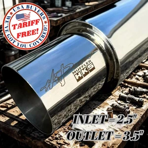 HKS HI-POWER UNIVERSAL SINGLE EXHAUST MUFFLER Inlet 2.5 Outlet 3.5 Inches SS - Bild 1 von 11