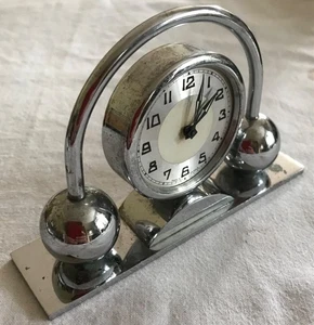 Vintage French Art Deco Small Crome Desk Clock - Picture 1 of 6