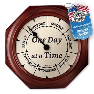 Reloj de Pared Clásico Día de Semana con Madera Maciza - Marco Octagonal - Mediodía y Medianoche... - Imagen 1 de 9