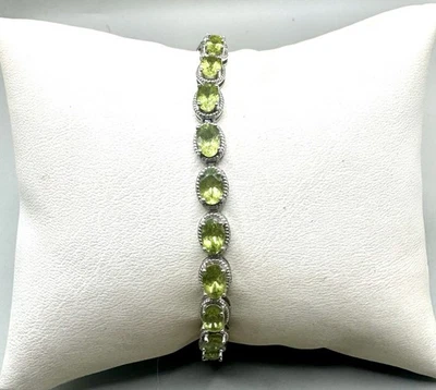 EMA Sterling Silver Peridot Tennis Bracelet 7” - Image 1 of 4