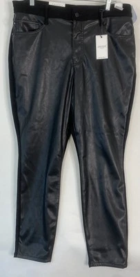 Judy Blue Jeans Women's 18W Black Business in the Front Faux Leather Denim NEW - Image 1 of 4