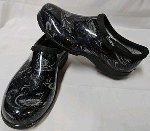 Sloggers Slipper wasserdicht bedruckt Garten Clogs schwarz Paisley Damengröße 6 guter Zustand - Bild 1 von 16