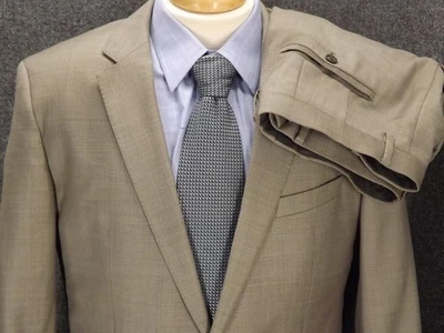 Hugo Boss Suit 42L Pants 36x32.5 Gray 100% Virgin Wool Stitch Collar 2 Button - Image 1 of 4