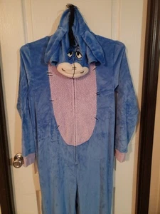 Disney Eeyore Adult Unisex Medium (8-10) Hooded Sleepwear Pajama Costume Blue - Picture 1 of 11