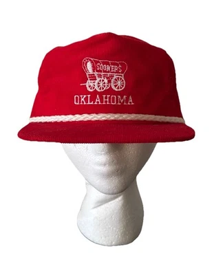 Gorra de fútbol americano de pana vintage de los 80 Oklahoma Sooners OU roja nueva sin etiquetas NCAA Foto 1 de 4