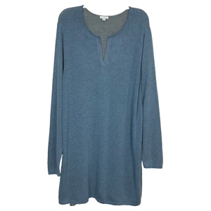 Suéter J Jill Cuello Dividido Azul Jaspeado Suéter Túnica Larga Tejido Top Lagenlook 3X - Imagen 1 de 16