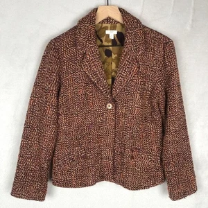 J JILL Wool Blend Boucle Coat Women's Sz 8 Petite 8P Pockets Academia Blazer - Picture 1 of 16
