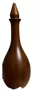 Vintage Hand Turned Long Neck Genie W/ Stopper Mid Century Modern Wood Vase - Picture 1 of 8