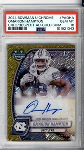 2024 Bowman U Chrome Omarion Hampton 1st Gold Shimmer Auto /50 UNC PSA 10! POP 4 - Picture 1 of 2