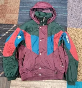 Vintage Descente Colorblock Packable Hood Ski Jacket Mens Size M 80's 90's Y2K - Picture 1 of 10