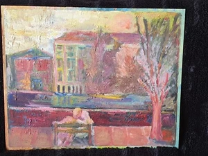 Lovers Kiss Venice? Canal Vintage Acrylic Oil Mixed Media on Board Unsigned - Picture 1 of 7
