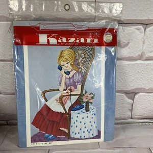 Kit ricamo punch vintage Kazari nuovo con scatola donna sul telefono 12"" X 16 - Foto 1 di 9