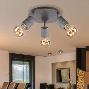 Plafoniera Lampada Spot Luce Sala da Pranzo Argento 3 Fiamma E27 H 16cm - Foto 1 di 8