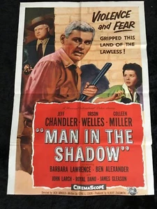MAN IN THE SHADOW 1957 OS Movie Poster Jeff Chandler Orson Welles Ben Alexander - Picture 1 of 7