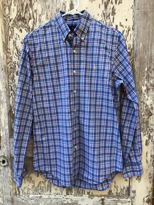 Camisa Ralph Lauren Para Hombres A Cuadros Manga Larga Con Botones Talla Pequeña Etiqueta Dorada Foto 1 de 3