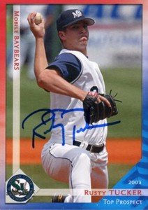 2003 Mobile BayBears RUSTY TUCKER Signed Card autograph PADRES RED SOX
