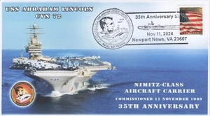 24-344, 2024, USS Abraham Lincoln, CVN 72, Event Cover, Pictorial Postmark, 35th - Picture 1 of 1