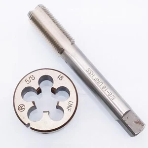 5/8"-18UNF HSS Tap And Die UNF Machine Thread Tap + Round Thread Die Right Hand - Imagen 1 de 4