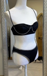 Milly NWT "Heat Set" Bikini w/ Silver Metal Accents Size Small Retail $390 - Picture 1 of 8