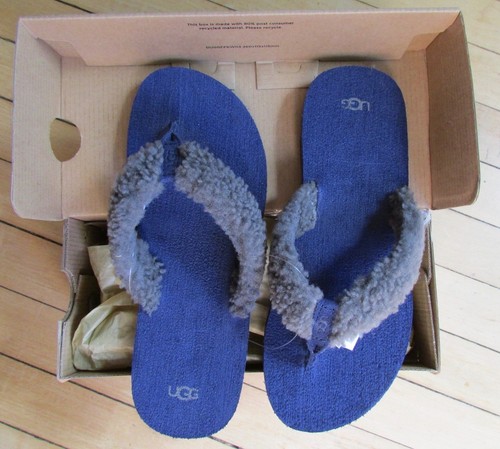 Scarpe UGG Sandali Schutter Flip Flop Shearling Perizoma Pavone BK5 = W6 5 Nuovo
