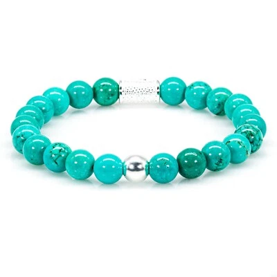 Perlenarmband Grüner Türkis Perlen Silver / Gold 925 Sterling Silber /  18k - Bild 1 von 4