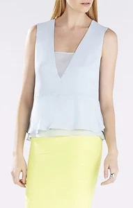 NEW BCBG LIGHT BLUE SMOKE AMERLY SLEEVELESS V-NECK TOP WQR1U105/S359A SIZE S - Picture 1 of 4