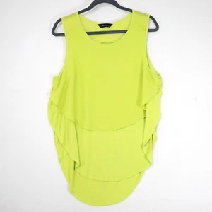 Decjuba Womens Tank Top Size M Green Chartreuse Layered Slit Open Sides Crepe - Picture 1 of 11