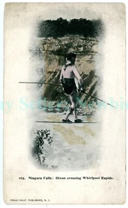 Niagarafälle New York - DAREDEVIL DIXON SEILWANDERUNG ÜBER STROMSCHNELLEN - Postkarte Sideshow - Bild 1 von 2