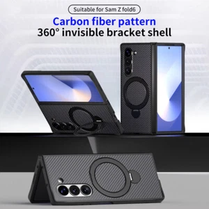 For Samsung Z Fold 6 5 4 Magnetic Slim Stand Case Shockproof Carbon Fiber Cover - Picture 1 of 15