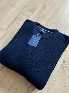 Gant Round Neck Jumper Evening Blue Wool Blend RRP £190 - Picture 1 of 8