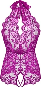 LOLLO VITA Women Lingerie Lace Bodysuit One Piece Babydoll Floral Halter Teddy V - Picture 1 of 6