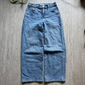 Madewell The Perfect Vintage Wide Leg Jeans Womens 26P Blue Stretch Denim - Picture 1 of 10